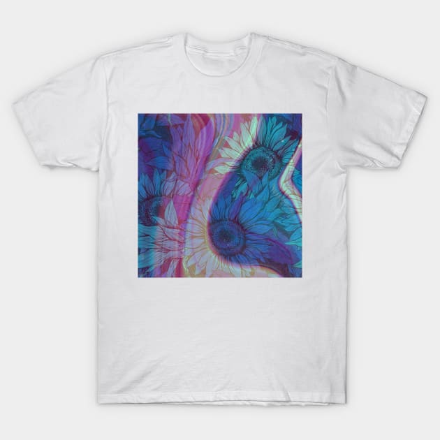 Blue Floral Stickie T-Shirt by TriForceDesign